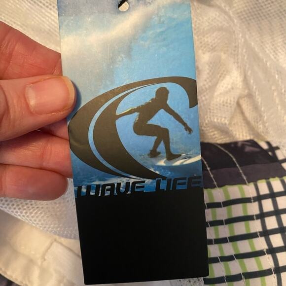 Wave Life Men's XL Swim Board Shorts Green Black Swim Beach Travel Resort NWT - Picture 8 of 11